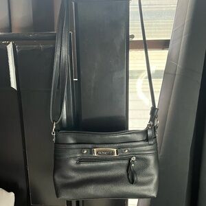 Rosetti Black Faux Leather Crossbody Shoulder Bag